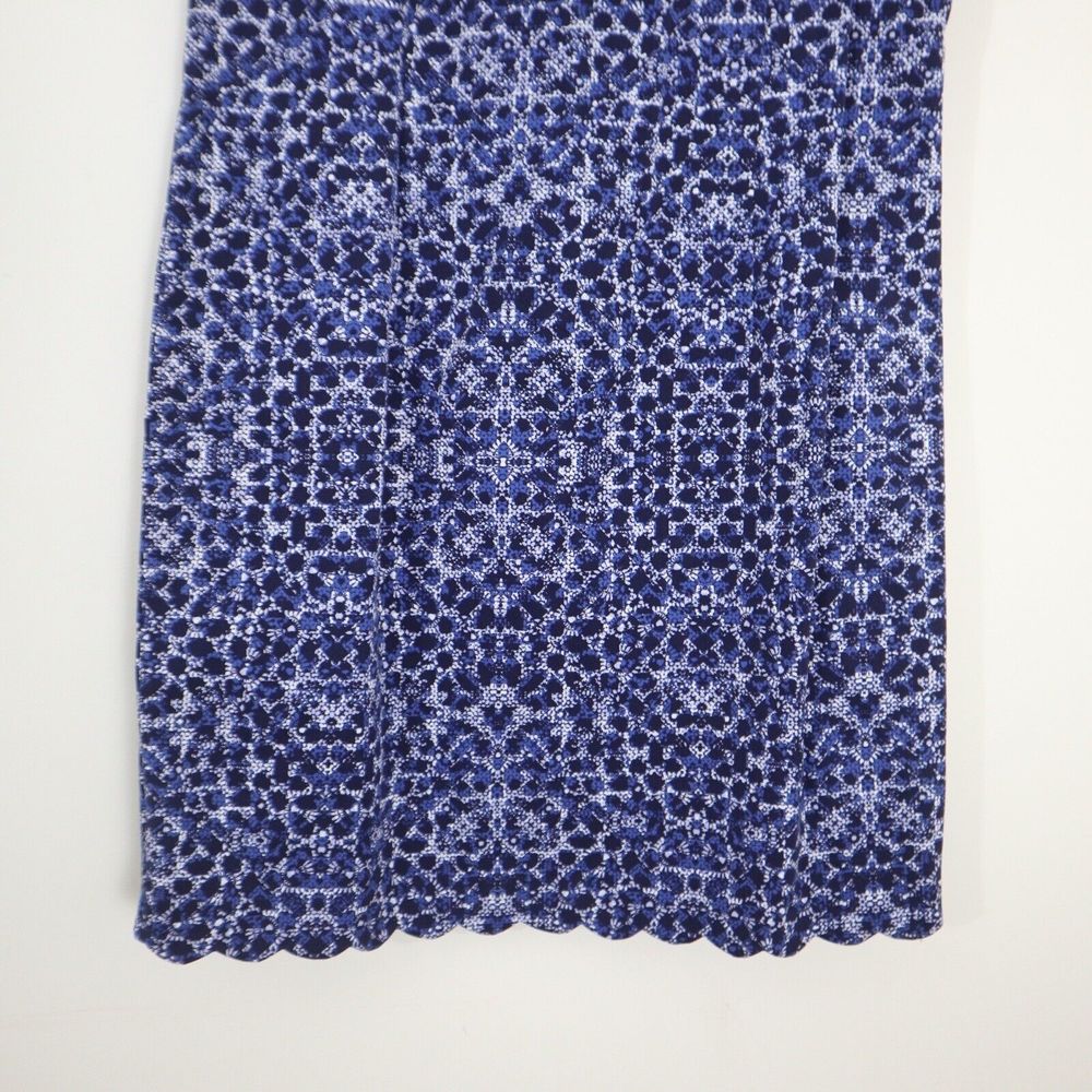 NWT Lysse Size XL Blue Kaleidoscope Print Scallop Neck Shift Dress - Picture 7 of 12